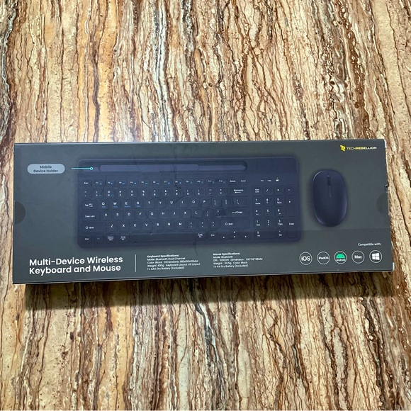 Multi-Device Wireless Keyboard and Mouse Compatible with iOS Android Mac Windows - Picture 3 of 4